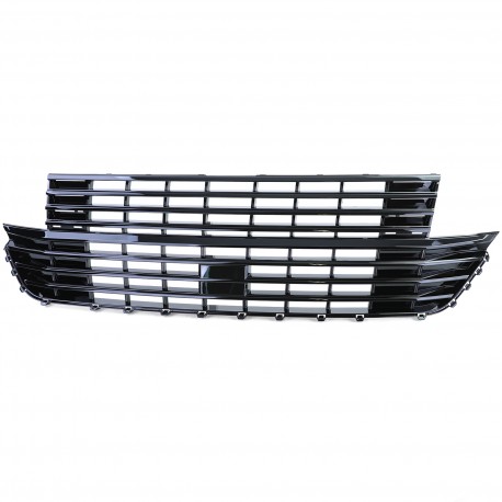 GRILLE DE CALANDRE SANS SIGLE NOIRE BRILLANTE VW VOLKSWAGEN T6 BUS TRANSPORTEUR APRES 2019 (06099)