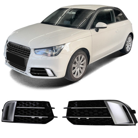 GRILLES ENJOLIVEURS PARE CHOCS NOIRES BRILLANTES AUDI A1 10-14 (06145)