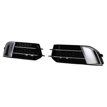 GRILLES ENJOLIVEURS PARE CHOCS NOIRES BRILLANTES AUDI A1 10-14 (06145)