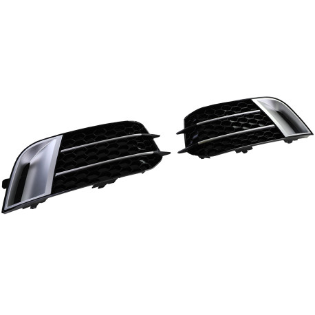 GRILLES ENJOLIVEURS PARE CHOCS NOIRES BRILLANTES AUDI A1 10-14 (06145)