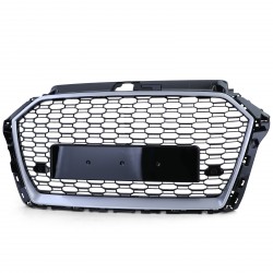 CALANDRE SPORT NOIRE ET CHROM GRILLE NID ABEILLE LIGNE RS3 AUDI A3 8V 2016-2020 (06149)