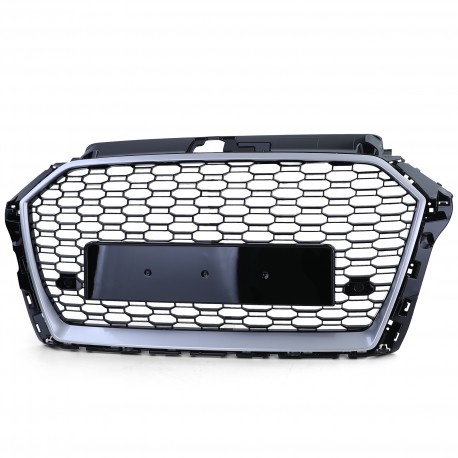 CALANDRE SPORT NOIRE ET CHROM GRILLE NID ABEILLE LIGNE RS3 AUDI A3 8V 2016-2020 (06149)