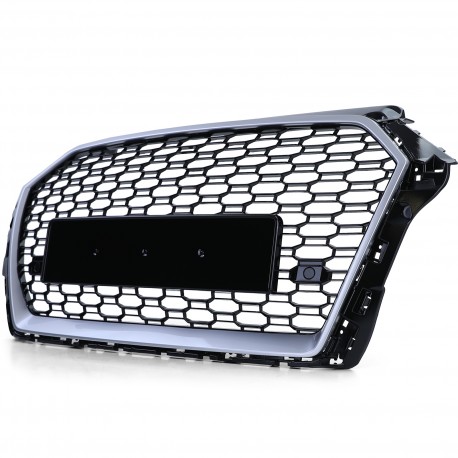 CALANDRE SPORT NOIRE ET CHROM GRILLE NID ABEILLE LIGNE RS3 AUDI A3 8V 2016-2020 (06149)