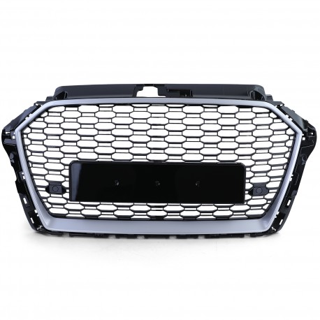 CALANDRE SPORT NOIRE ET CHROM GRILLE NID ABEILLE LIGNE RS3 AUDI A3 8V 2016-2020 (06149)