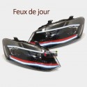 PHARES FULL LED CLIGNOTANTS LEDS DYNAMIQUES VW VOLKSWAGEN POLO 6R et 6C BANDE ROUGE (06161)