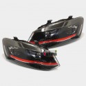 PHARES FULL LED CLIGNOTANTS LEDS DYNAMIQUES VW VOLKSWAGEN POLO 6R et 6C BANDE ROUGE (06161)