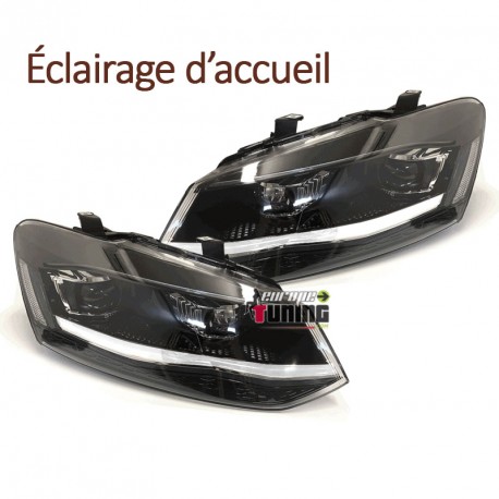 PHARES FULL LED CLIGNOTANTS LEDS DYNAMIQUES VW VOLKSWAGEN POLO 6R et 6C BANDE CHROM (06162)