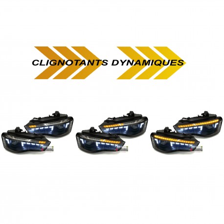 FEUX PHARES AVANTS NOIRS DIURNES LED DRL AUDI A5 2011-2016 (06063)