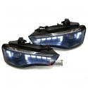 FEUX PHARES AVANTS NOIRS DIURNES LED DRL AUDI A5 2011-2016 (06063)