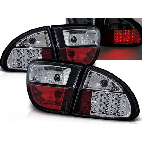 FEUX ARRIERES A LEDS NOIRS ET CHROMES POUR SEAT LEON 1M 1999-2006 (90069)