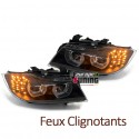 OPTIQUES PHARES NOIRS ANNEAUX LED 3D AU XENON BMW SERIE 3 E90 & E91 2008-2012 PH2 (05458)