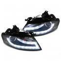 PHARES AVANTS NOIRS FEUX DE JOUR LED AUDI A4 B8 2007-2011 (06185)
