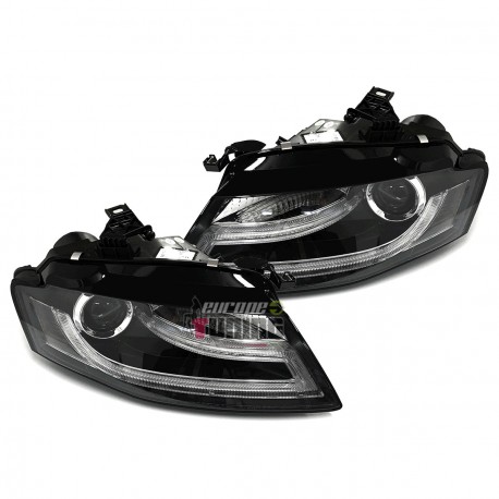 PHARES AVANTS NOIRS FEUX DE JOUR LED AUDI A4 B8 2007-2011 (06185)