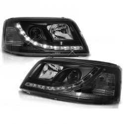 PHARES AVANTS NOIRS FEUX DE JOUR LED VW BUS TRANSPORTEUR T5 2003-2009 (12344)