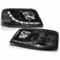 PHARES AVANTS NOIRS FEUX DE JOUR LED VW BUS TRANSPORTEUR T5 2003-2009 (12344)