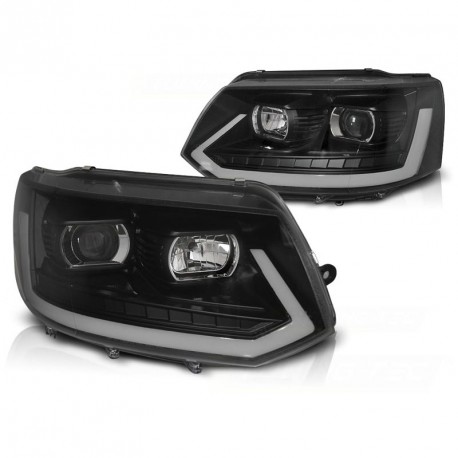 PHARES AVANTS NOIRS FEUX DE JOUR CLIGNOTANTS LED DYNAMIQUES VW T5 2009-2015 (06197)