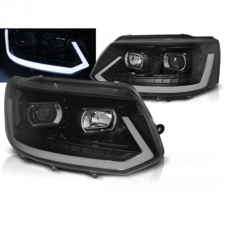PHARES AVANTS NOIRS FEUX DE JOUR CLIGNOTANTS LED DYNAMIQUES VW T5 2009-2015 (06197)
