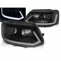 PHARES AVANTS NOIRS FEUX DE JOUR CLIGNOTANTS LED DYNAMIQUES VW T5 2009-2015 (06197)
