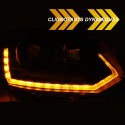 PHARES NOIRS FEUX DE JOUR ET CLIGNOTANTS LED DYNAMIQUES VW T5 2009-2015 (06198)
