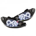 PHARES CCFL ANGEL EYES H4 NOIRS PEUGEOT 206 av 2002 (00769)