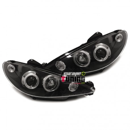 PHARES CCFL ANGEL EYES H4 NOIRS PEUGEOT 206 av 2002 (00769)