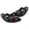 PHARES CCFL ANGEL EYES H4 NOIRS PEUGEOT 206 av 2002 (00769)
