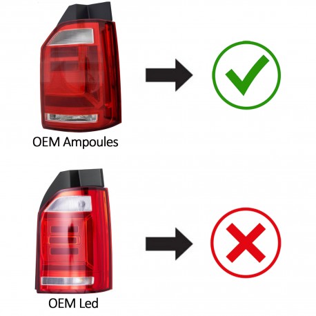 FEUX ROUGES NOIRS CELIS A LEDS DYNAMIQUES POUR VW T6 A HAYON / PORTE RABATTABLE (04898)