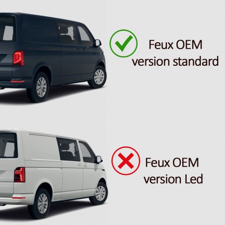FEUX ROUGES NOIRS LEDS DYNAMIQUES VW T5 BUS TRANSPORTEUR COFFRE 2 PORTES 2003-2009 (06188)