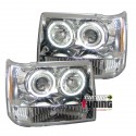 PHARES CHROMES FEUX AVANTS ANNEAUX LED JEEP GRAND CHEROKEE ZJ 1993-1999 (03241)