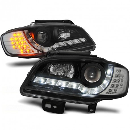 PHARES AVANTS NOIRS FEUX DEVIL EYES CLIGNOTANTS LED SEAT IBIZA II 6K 1999-2002 (13990)