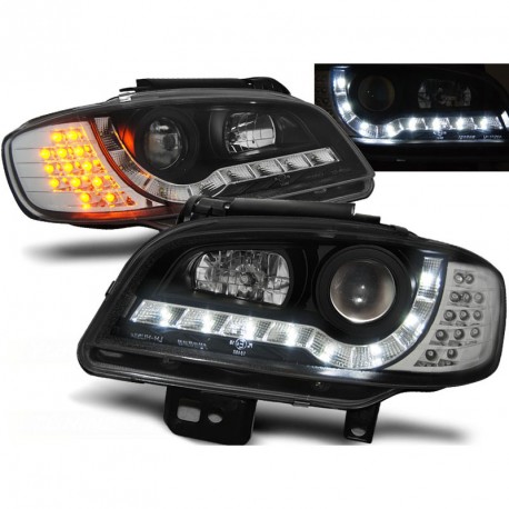 PHARES AVANTS NOIRS FEUX DEVIL EYES CLIGNOTANTS LED SEAT IBIZA II 6K 1999-2002 (13990)