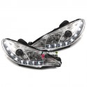 PHARES FEUX AVANTS  DE JOUR DIURNES DRL PEUGEOT 206 98-07 (02823)