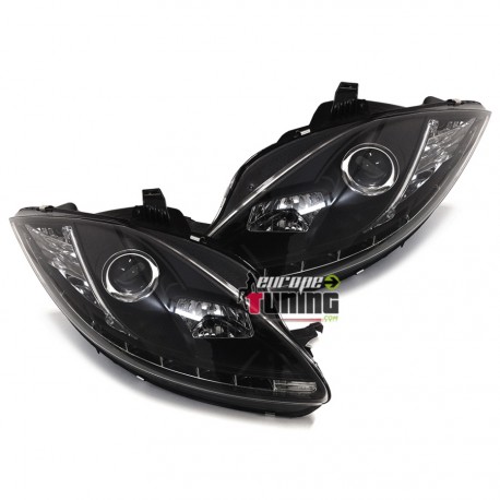 PHARES AVANTS NOIRS FEUX DE JOUR LED SEAT LEON II 1P 2009-2012 (03188)