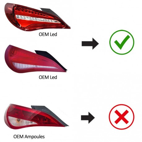 FEUX NOIRS FUMES FULL LED ET DYNAMIQUES MERCEDES CLA C117 2013-2016 OEM AMPOULES (06225)