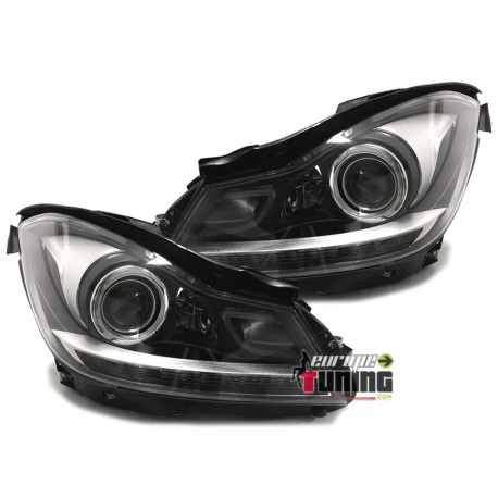 PHARES NOIRS A LED DESIGN XENON MERCEDES CLASSE C W204 2011-2014 (03509)