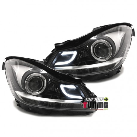 PHARES NOIRS A LED DESIGN XENON MERCEDES CLASSE C W204 2011-2014 (03509)