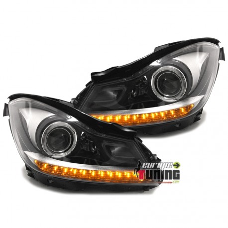 PHARES NOIRS A LED DESIGN XENON MERCEDES CLASSE C W204 2011-2014 (03509)
