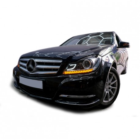 PHARES NOIRS A LED DESIGN XENON MERCEDES CLASSE C W204 2011-2014 (03509)