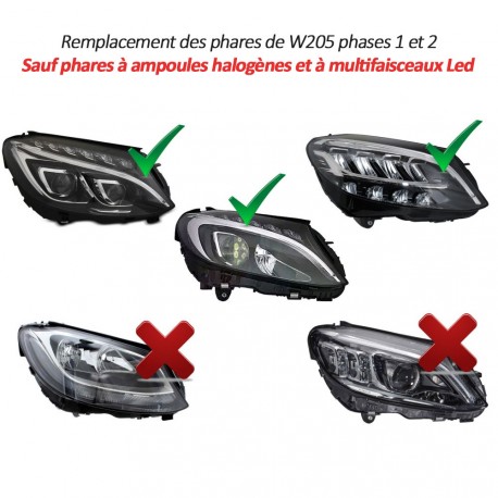 PHARES FULL LED CLIGNOTANTS DYNAMIQUES MERCEDES CLASSE C W205 2014-2021 (06239)