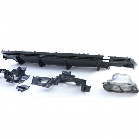 DIFFUSEUR NOIR AVEC DOUBLES SORTIES MERCEDES CLA C117 & X117 PH2 2016-2019 AMG (06259)