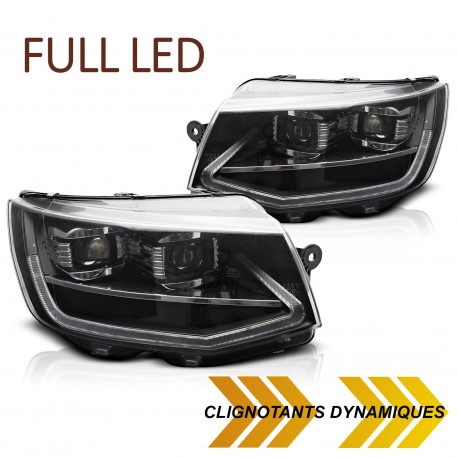 PHARES NOIRS FEUX DE JOUR CLIGNOTANTS LED DYNAMIQUES VW T6 2015-2019 (06207)