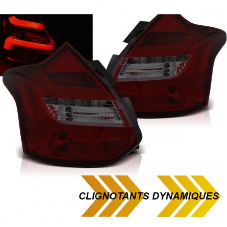 FEUX ARRIERES ROUGES CLAIRS LED BAR ET CLIGNOTANTS DYNAMIQUES FORD FOCUS 3 2011-2014 (06270)