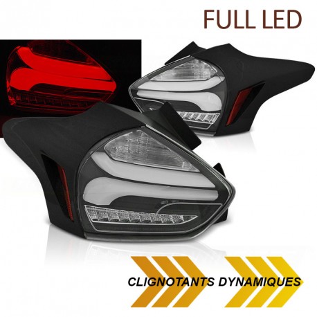 FEUX NOIRS LED AVEC CLIGNOTANTS SEQUENTIELS FORD FOCUS 3 2014-2018 PH2 (05455)
