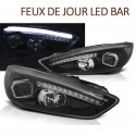PHARES NOIRS FEUX DE JOUR LED BAR FORD FOCUS 3 2015-2018 (06282)