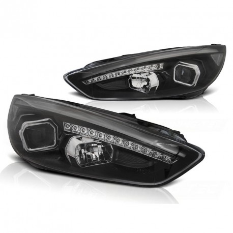 PHARES NOIRS FEUX DE JOUR LED BAR FORD FOCUS 3 2015-2018 (06282)