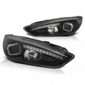 PHARES NOIRS FEUX DE JOUR LED BAR FORD FOCUS 3 2015-2018 (06282)