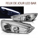 PHARES NOIRS FEUX DE JOUR LED BAR FORD FOCUS 3 2015-2018 (06282)