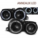 2 PHARES AVANTS NOIRS FEUX ANNEAUX LED ANGEL EYES BMW SERIE 3 E30 1982-1994 (06286)