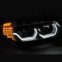 PHARES NOIRS FEUX ANNEAUX LED 3D BMW SERIE 3 E90 E91 2005-2008 (06287)