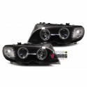 PHARES NOIRS FEUX ANNEAUX LED ANGEL EYES BMW SERIE 3 E46 2001-2005 (03323)